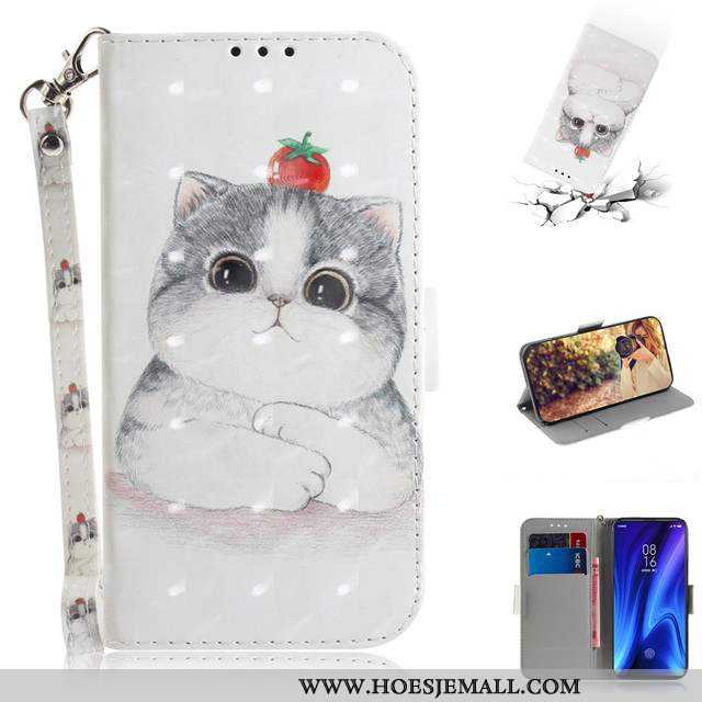 Hoes Xiaomi Mi 9t Mode Mooie All Inclusive Rood Leren Hoesje Mobiele Telefoon Mini Witte