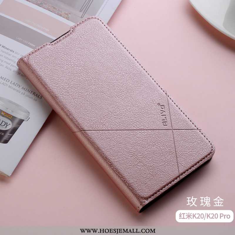 Hoes Xiaomi Mi 9t Zacht Siliconen Mobiele Telefoon Clamshell Anti-fall Leren Hoesje Mini Roos