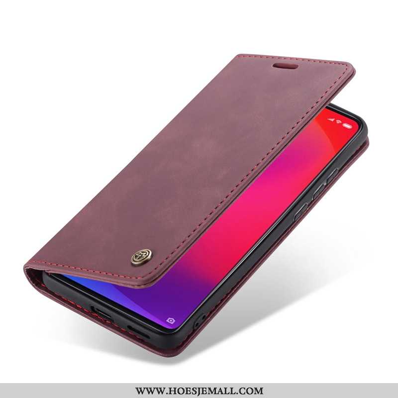 Hoesje Xiaomi Mi 9t Leren Mobiele Telefoon Kaart Folio Mini Wijnrood Bordeaux