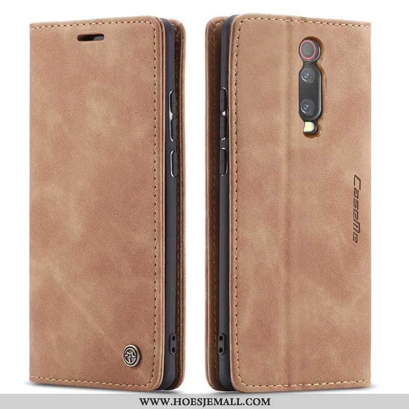 Hoesje Xiaomi Mi 9t Leren Mobiele Telefoon Kaart Folio Mini Wijnrood Bordeaux