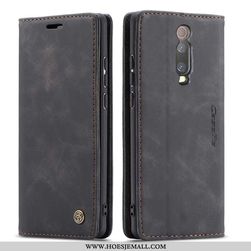 Hoesje Xiaomi Mi 9t Leren Mobiele Telefoon Kaart Folio Mini Wijnrood Bordeaux