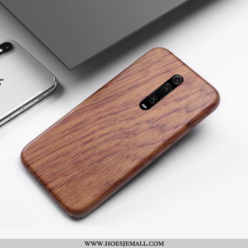 Hoesje Xiaomi Mi 9t Scheppend Hout Anti-fall Mini Rood Chinese Stijl Bruin