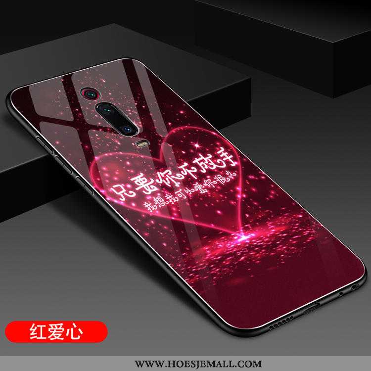 Hoesje Xiaomi Mi 9t Glas Schrobben Mobiele Telefoon Anti-fall Bescherming Spiegel All Inclusive Rood