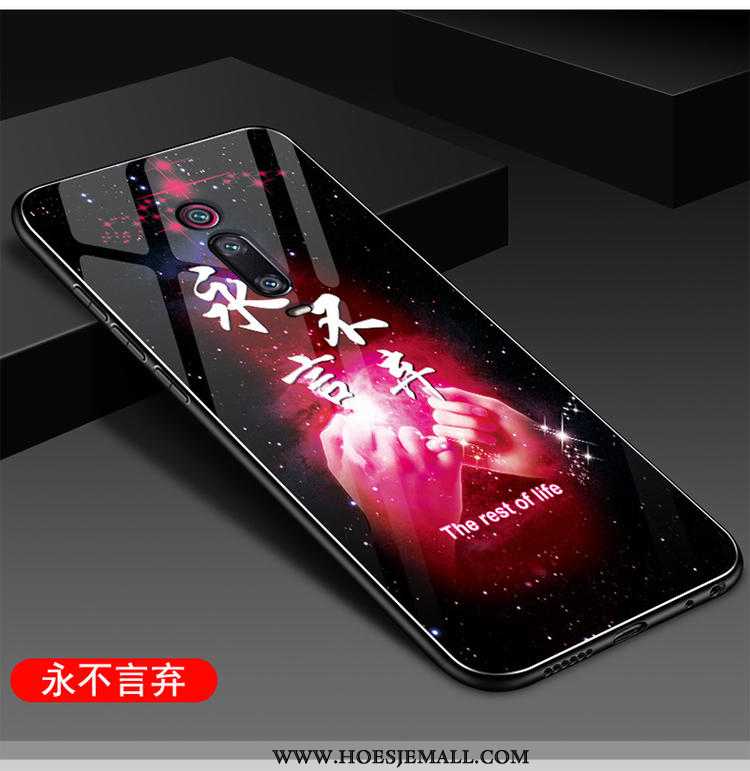 Hoesje Xiaomi Mi 9t Glas Schrobben Mobiele Telefoon Anti-fall Bescherming Spiegel All Inclusive Rood