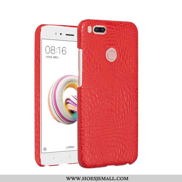 Hoesje Xiaomi Mi A1 Leer Bescherming Mobiele Telefoon Anti-fall Hard Rood Leren