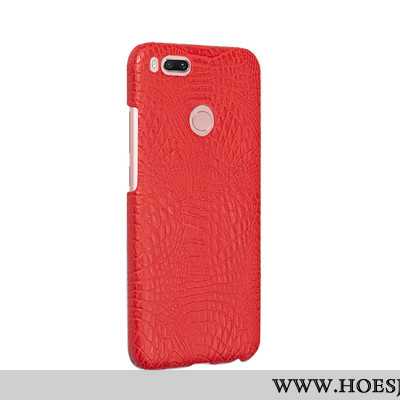 Hoesje Xiaomi Mi A1 Leer Bescherming Mobiele Telefoon Anti-fall Hard Rood Leren