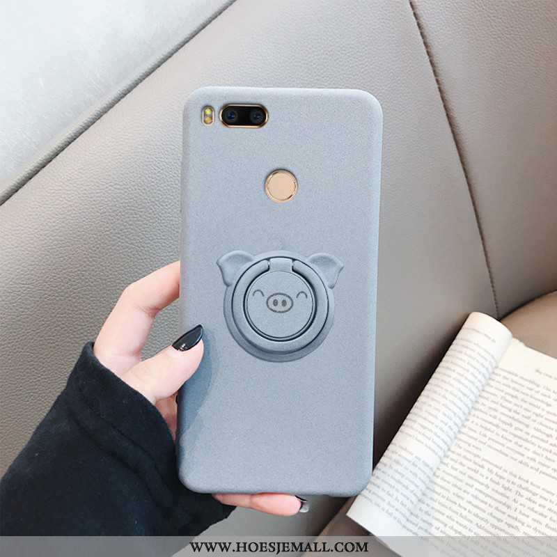 Hoesje Xiaomi Mi A1 Zacht Bescherming Schrobben Ondersteuning Hoes Mobiele Telefoon Donkerblauwe