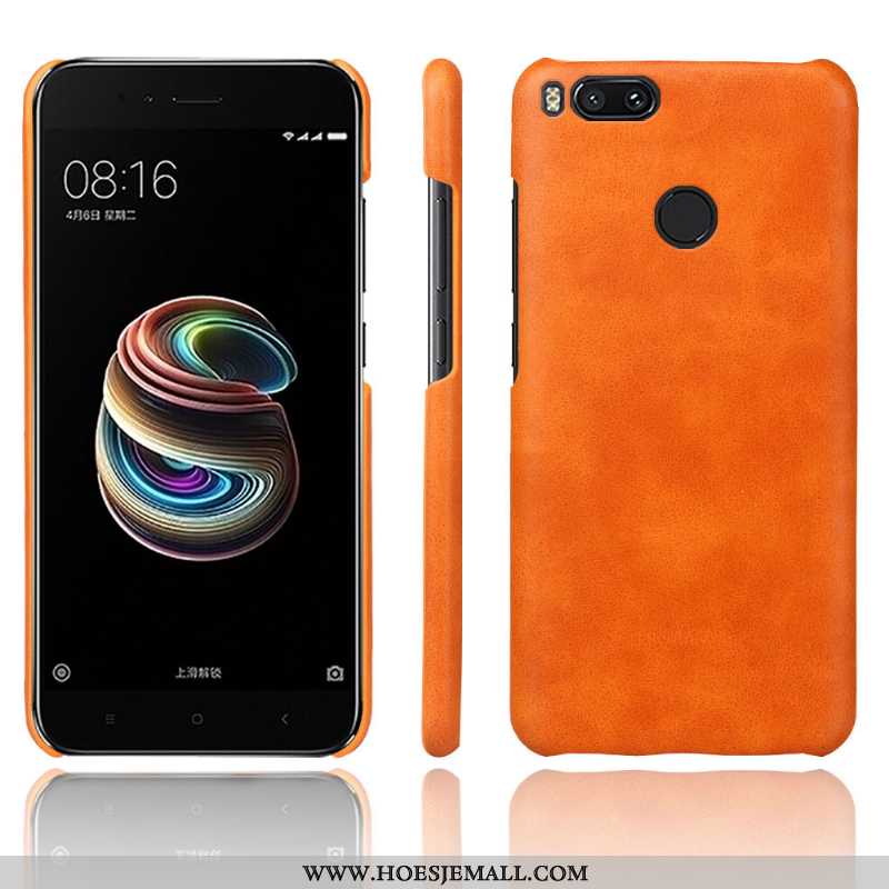 Hoesje Xiaomi Mi A1 Vintage Leer Effen Kleur Bedrijf Mobiele Telefoon Bescherming Mini Oranje