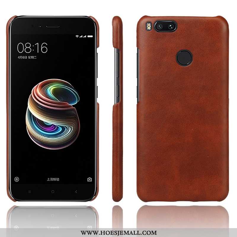 Hoesje Xiaomi Mi A1 Vintage Leer Effen Kleur Bedrijf Mobiele Telefoon Bescherming Mini Oranje