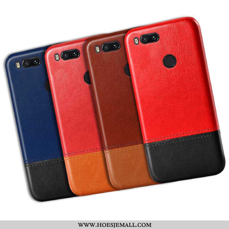 Hoesje Xiaomi Mi A1 Leer Bescherming Bedrijf Kwaliteit Mobiele Telefoon Vintage Rood