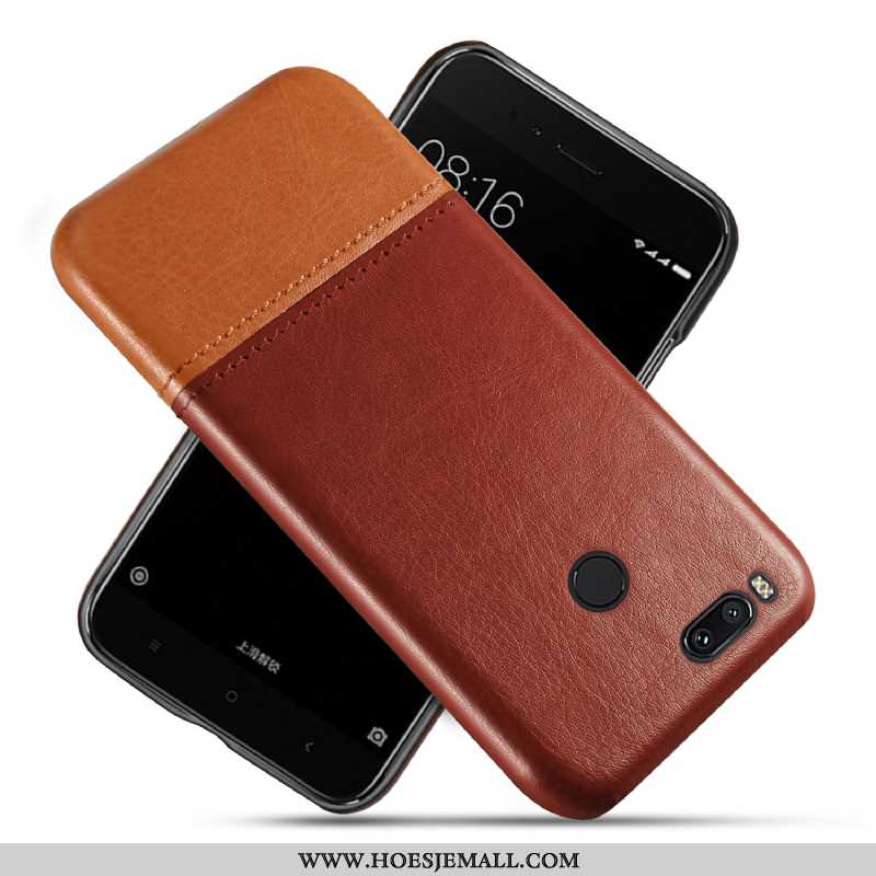 Hoesje Xiaomi Mi A1 Leer Bescherming Bedrijf Kwaliteit Mobiele Telefoon Vintage Rood