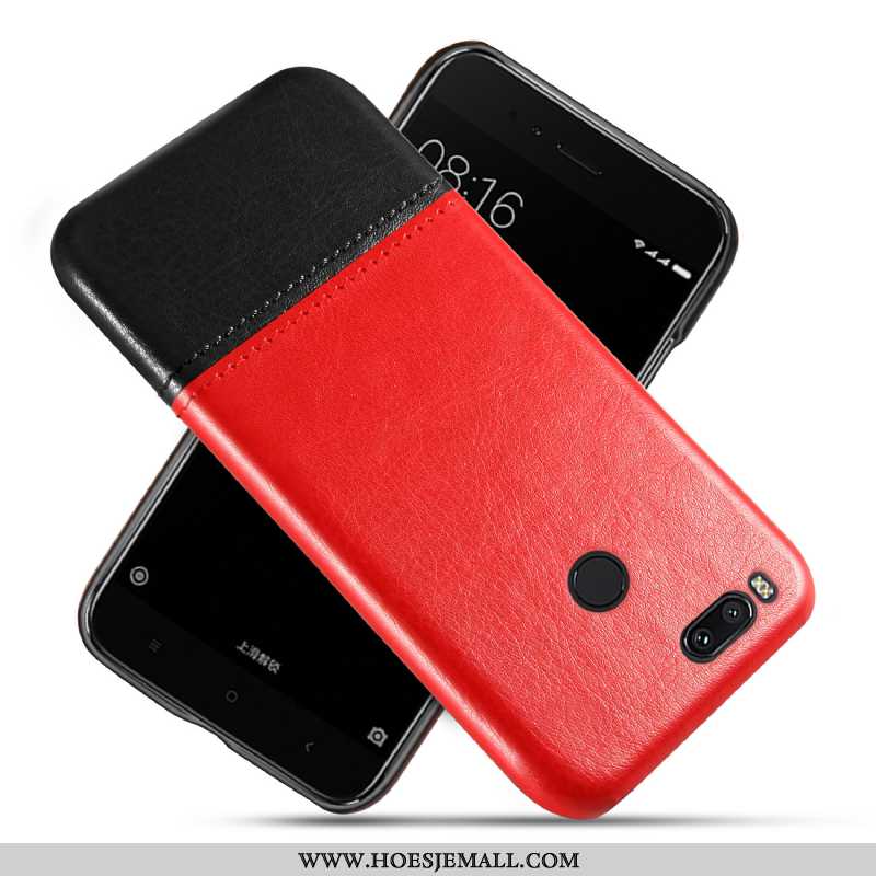 Hoesje Xiaomi Mi A1 Leer Bescherming Bedrijf Kwaliteit Mobiele Telefoon Vintage Rood