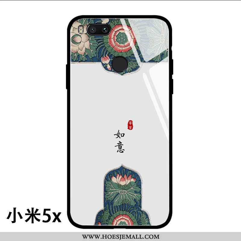 Hoesje Xiaomi Mi A1 Trend Glas Bloemen Chinese Stijl Persoonlijk Zwart Goud Zwarte