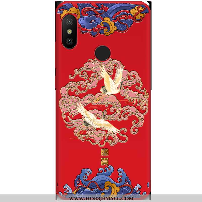 Hoes Xiaomi Mi A2 Lite Zacht Bescherming Chinese Stijl Rood Mini Mobiele Telefoon Anti-fall