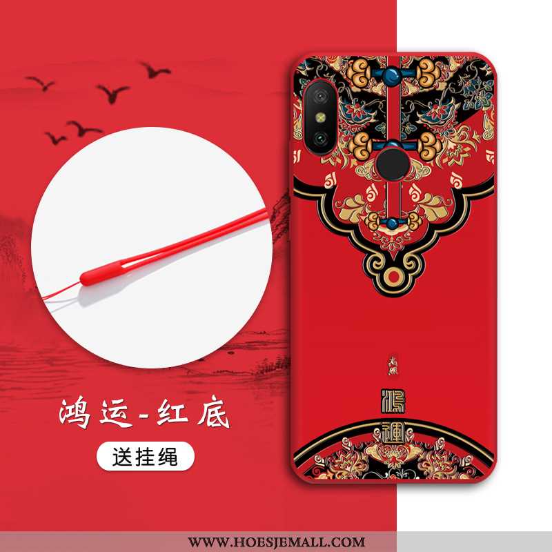 Hoes Xiaomi Mi A2 Lite Zacht Bescherming Chinese Stijl Rood Mini Mobiele Telefoon Anti-fall