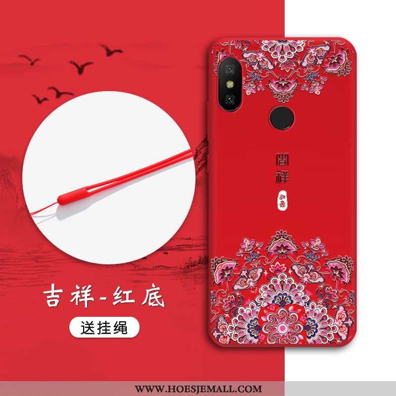 Hoes Xiaomi Mi A2 Lite Zacht Bescherming Chinese Stijl Rood Mini Mobiele Telefoon Anti-fall