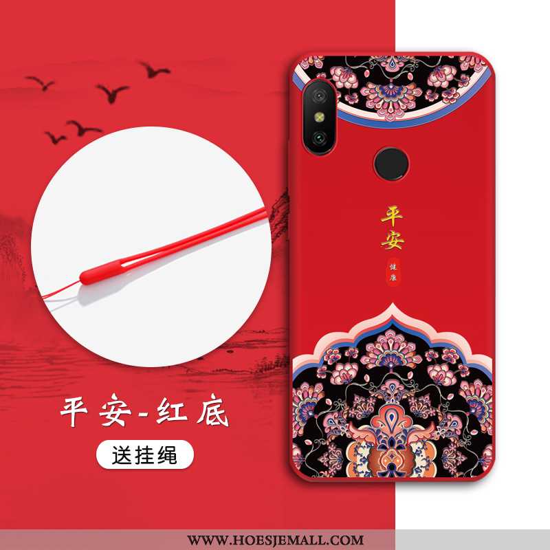 Hoes Xiaomi Mi A2 Lite Zacht Bescherming Chinese Stijl Rood Mini Mobiele Telefoon Anti-fall