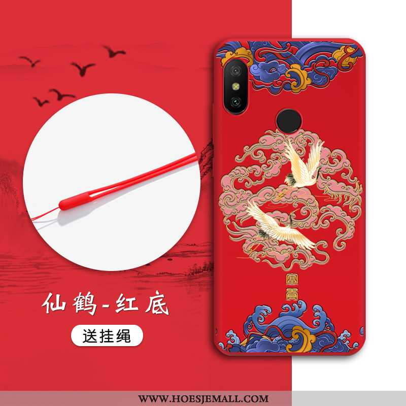 Hoes Xiaomi Mi A2 Lite Zacht Bescherming Chinese Stijl Rood Mini Mobiele Telefoon Anti-fall