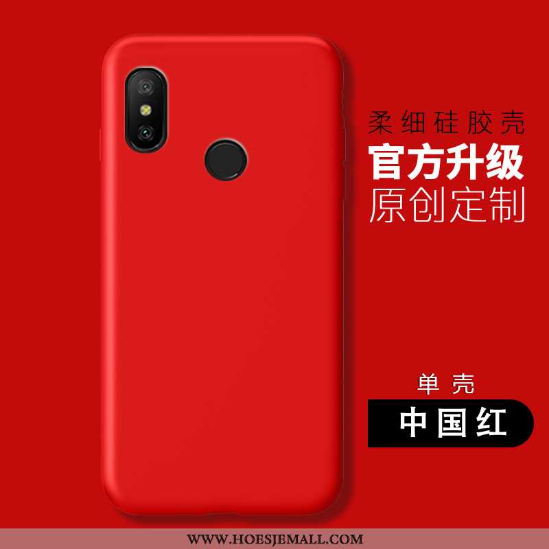 Hoes Xiaomi Mi A2 Lite Zacht Siliconen Effen Kleur All Inclusive Rood Mobiele Telefoon Anti-fall Roz