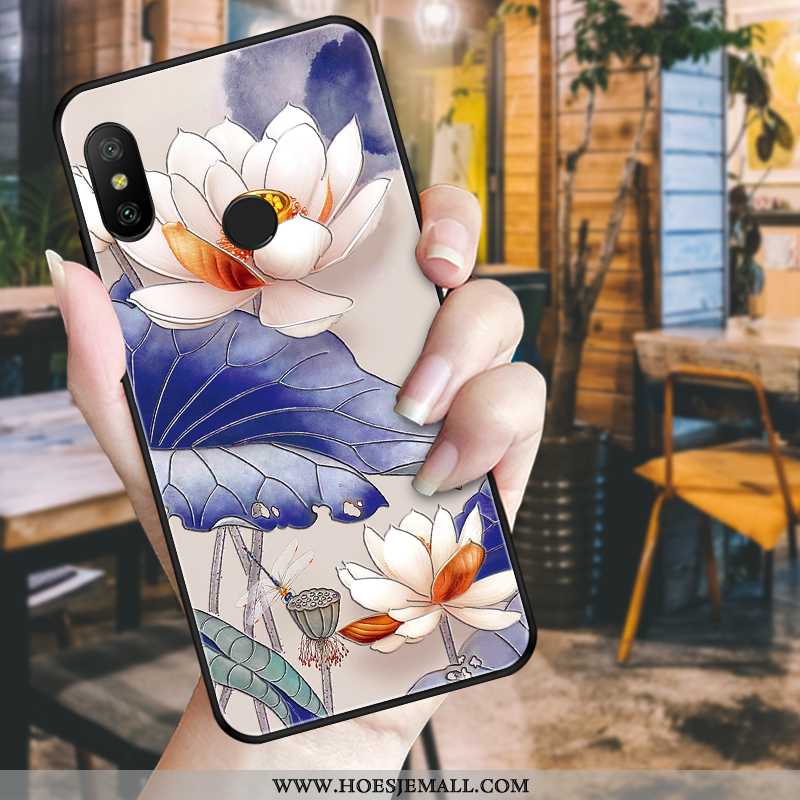 Hoesje Xiaomi Mi A2 Lite Zacht Bescherming Scheppend Hoes Rood Chinese Stijl Zwart Blauwe