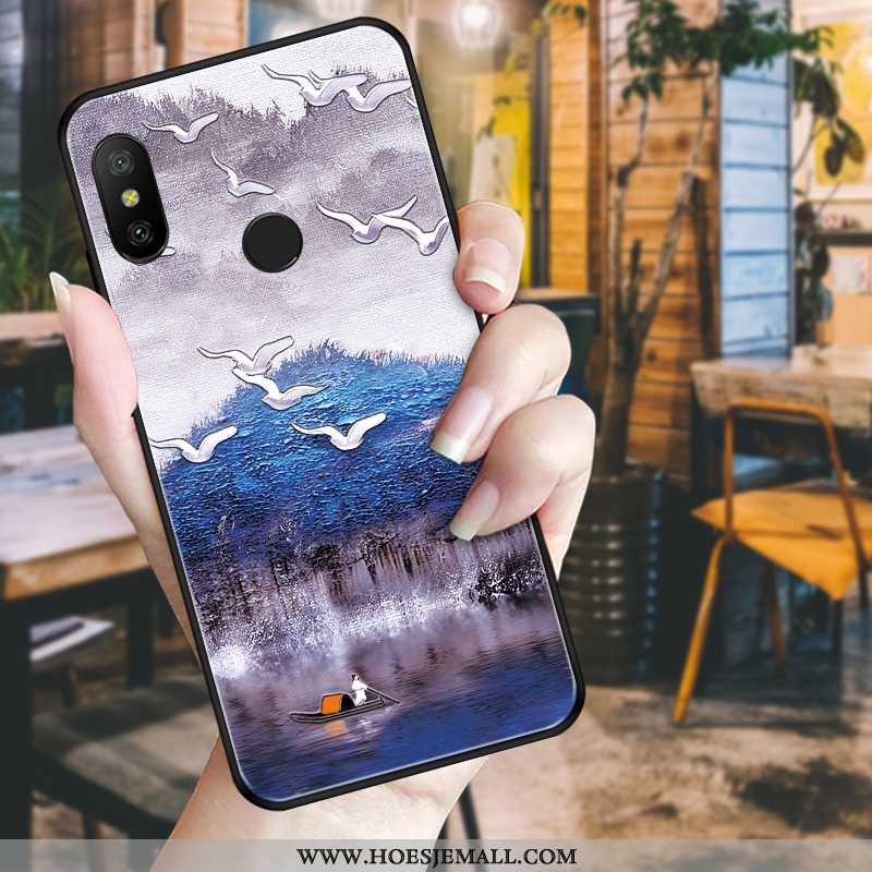 Hoesje Xiaomi Mi A2 Lite Zacht Bescherming Scheppend Hoes Rood Chinese Stijl Zwart Blauwe