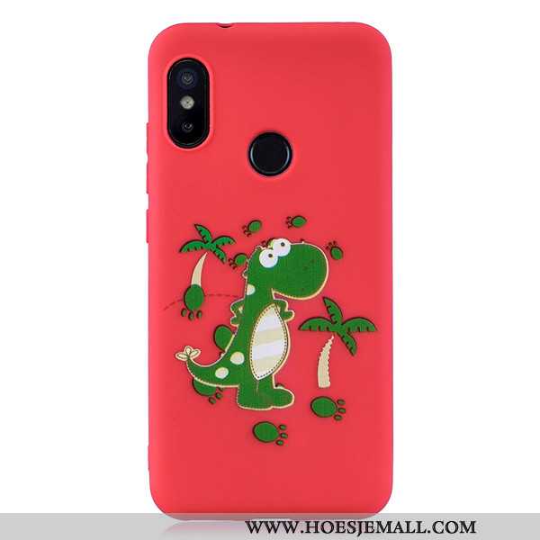 Hoes Xiaomi Mi A2 Lite Schrobben Spotprent Rood Mobiele Telefoon Hoesje Mini Trend Donkerblauwe