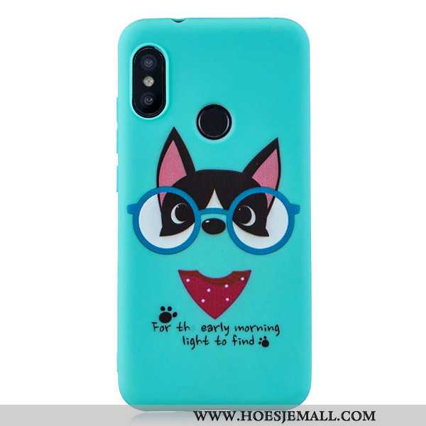 Hoes Xiaomi Mi A2 Lite Schrobben Spotprent Rood Mobiele Telefoon Hoesje Mini Trend Donkerblauwe