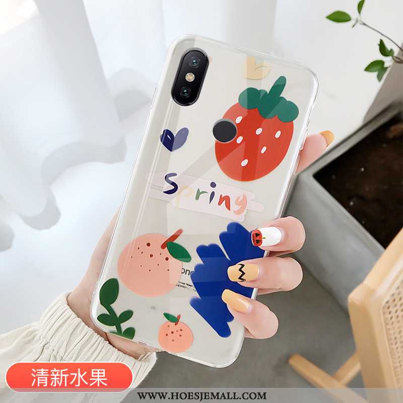 Hoesje Xiaomi Mi A2 Bescherming Doorzichtig Aardbei Mobiele Telefoon Siliconen Trend Rood