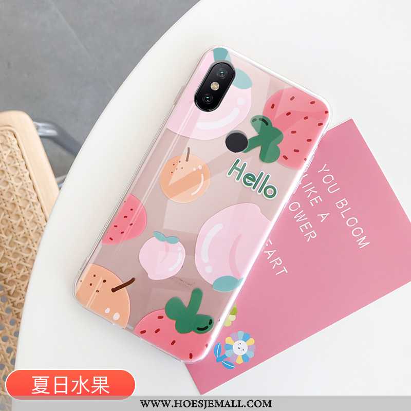 Hoesje Xiaomi Mi A2 Bescherming Doorzichtig Aardbei Mobiele Telefoon Siliconen Trend Rood