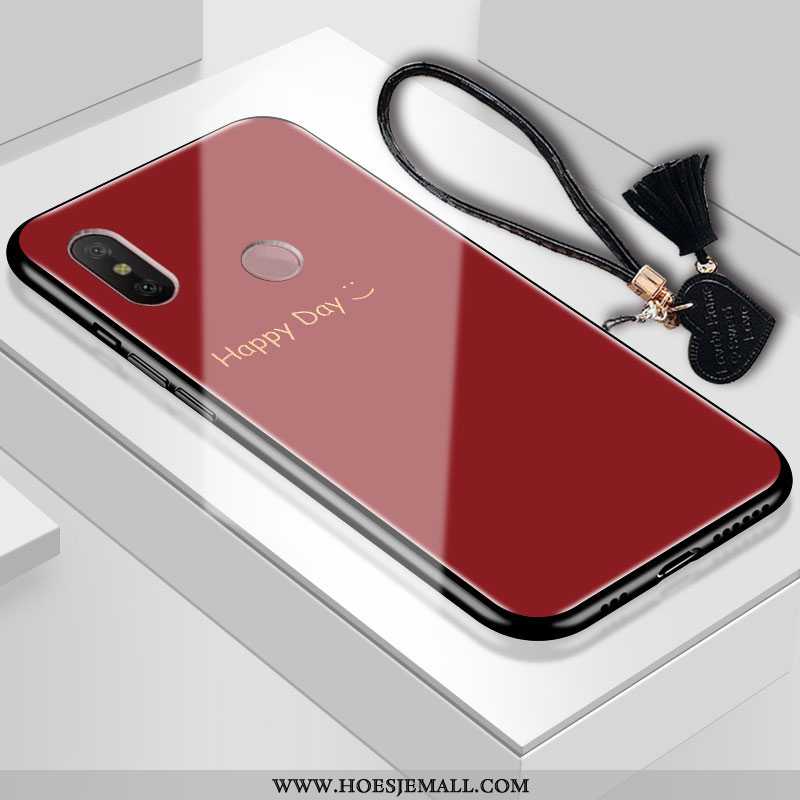 Hoes Xiaomi Mi A2 Bescherming Glas Tempereren Mobiele Telefoon Hoesje Zacht Liefde Rood