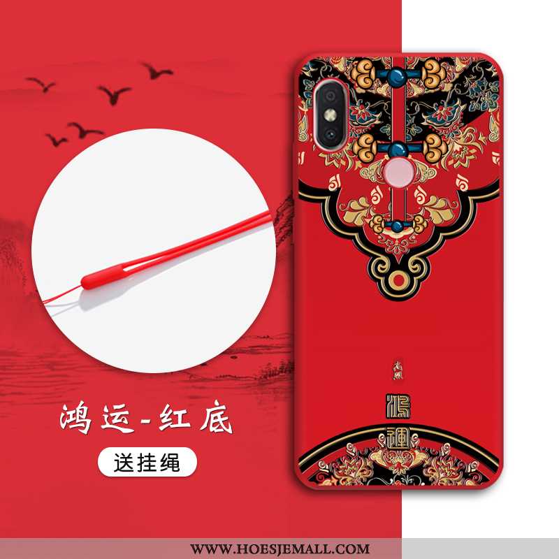 Hoesje Xiaomi Mi A2 Zacht Bescherming Chinese Stijl Rood Anti-fall Reliëf Mini