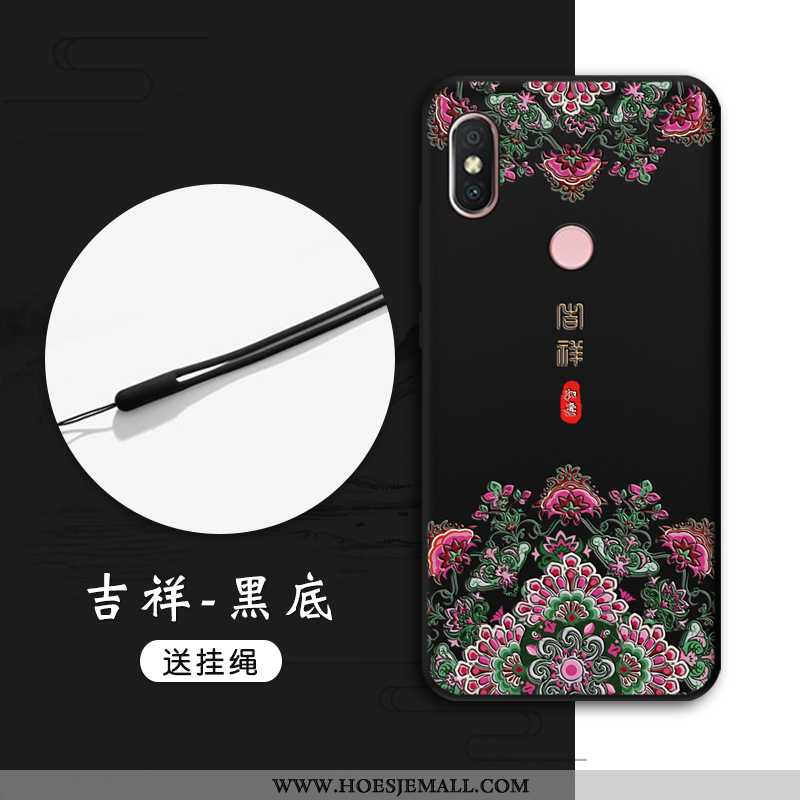 Hoesje Xiaomi Mi A2 Zacht Bescherming Chinese Stijl Rood Anti-fall Reliëf Mini