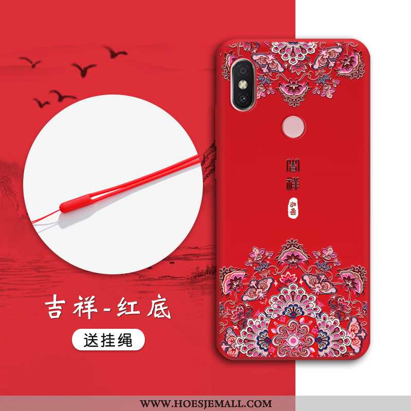 Hoesje Xiaomi Mi A2 Zacht Bescherming Chinese Stijl Rood Anti-fall Reliëf Mini