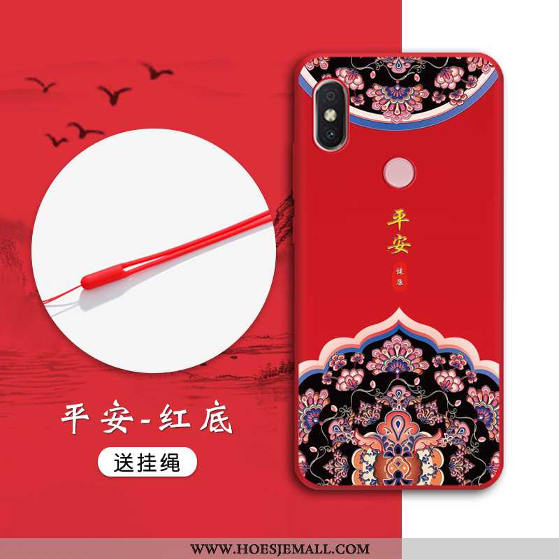 Hoesje Xiaomi Mi A2 Zacht Bescherming Chinese Stijl Rood Anti-fall Reliëf Mini