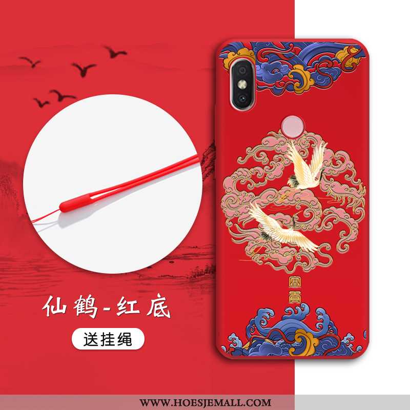 Hoesje Xiaomi Mi A2 Zacht Bescherming Chinese Stijl Rood Anti-fall Reliëf Mini