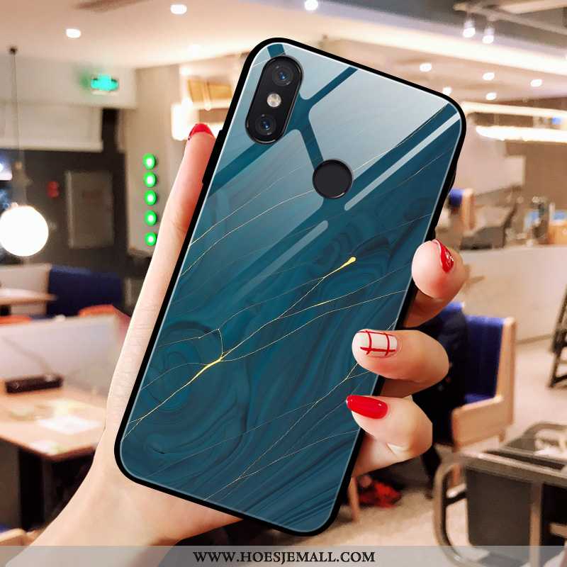 Hoesje Xiaomi Mi A2 Scheppend Patroon Blauw Mini Anti-fall Glas Blauwe