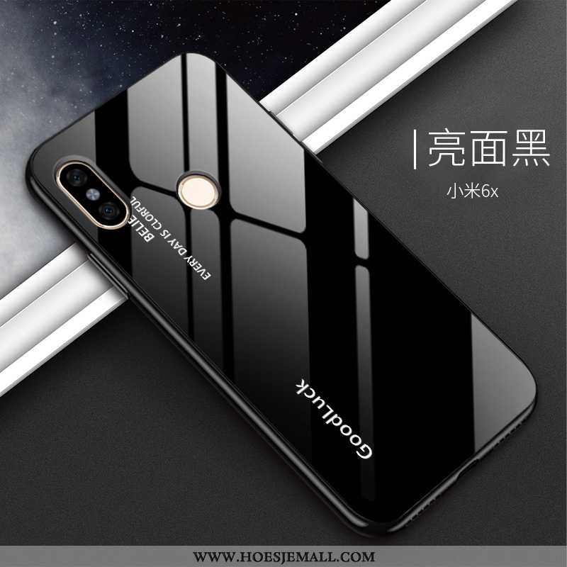 Hoesje Xiaomi Mi A2 Siliconen Glas Eenvoudige Persoonlijk Mini Mobiele Telefoon Anti-fall Zwarte