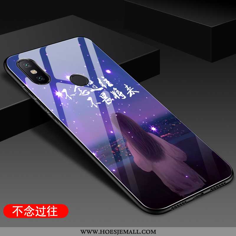 Hoes Xiaomi Mi A2 Bescherming Glas Hoesje Mobiele Telefoon Licht Hard Purper