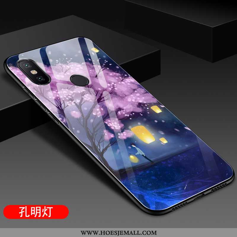 Hoes Xiaomi Mi A2 Bescherming Glas Hoesje Mobiele Telefoon Licht Hard Purper