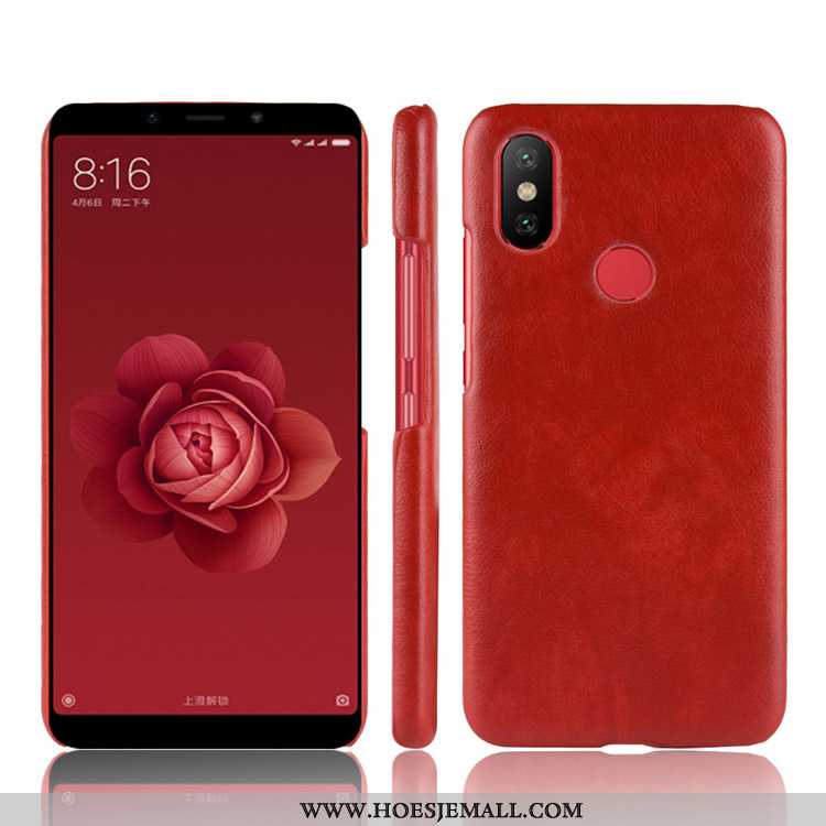 Hoes Xiaomi Mi A2 Leer Patroon Leren Hoesje Rood Soort Aziatische Vrucht Mini