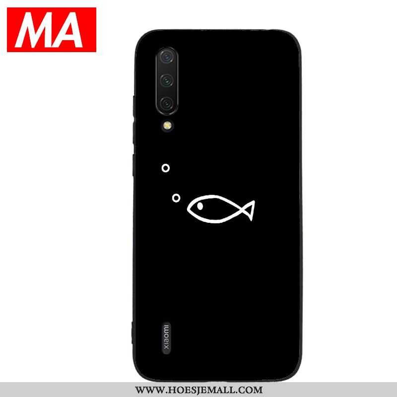 Hoesje Xiaomi Mi A3 Siliconen Persoonlijk Eenvoudige Kat Mini Patroon Mobiele Telefoon Zwarte