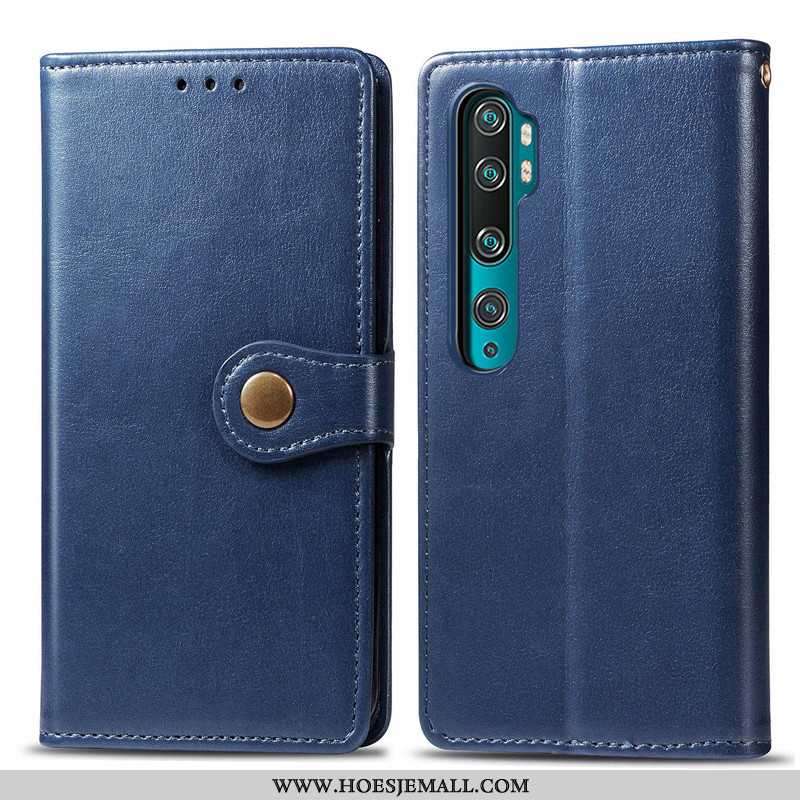 Hoesje Xiaomi Mi A3 Leren Hanger Hoes Mini Bedrijf Effen Kleur Mobiele Telefoon Donkerblauwe