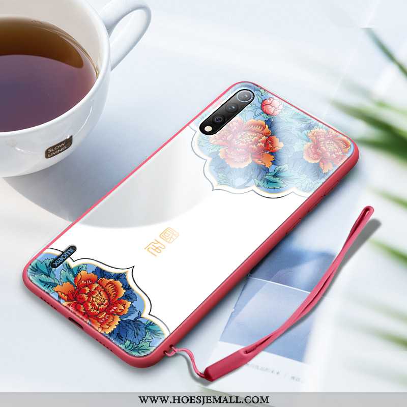 Hoesje Xiaomi Mi A3 Glas Hanger Hoes Mini Kunst Anti-fall Rood