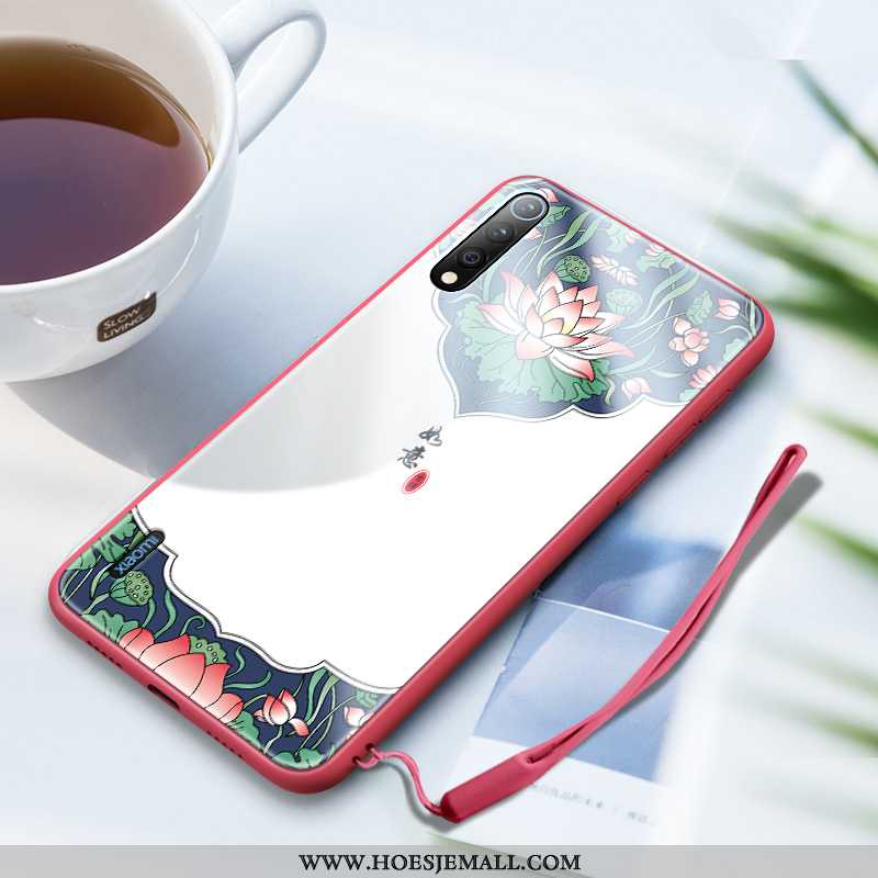 Hoesje Xiaomi Mi A3 Glas Hanger Hoes Mini Kunst Anti-fall Rood