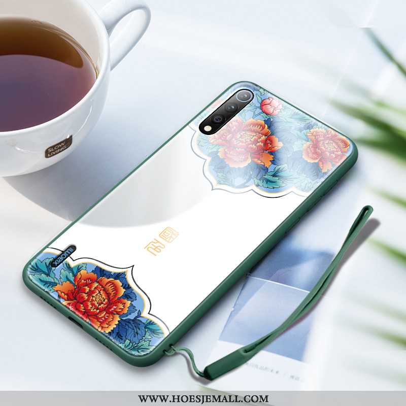 Hoesje Xiaomi Mi A3 Glas Hanger Hoes Mini Kunst Anti-fall Rood