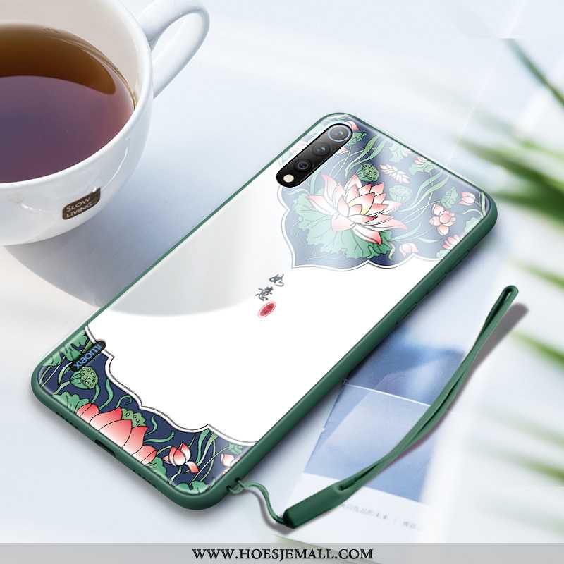 Hoesje Xiaomi Mi A3 Glas Hanger Hoes Mini Kunst Anti-fall Rood