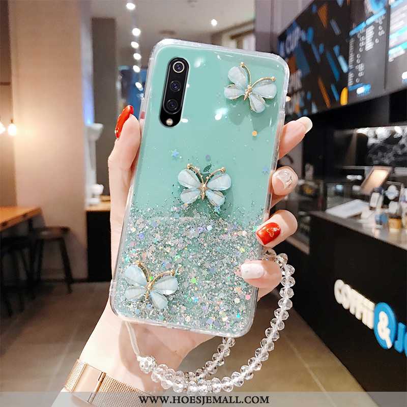 Hoesje Xiaomi Mi A3 Doorzichtig Persoonlijk Roze Blauw Vlinder Siliconen Blauwe