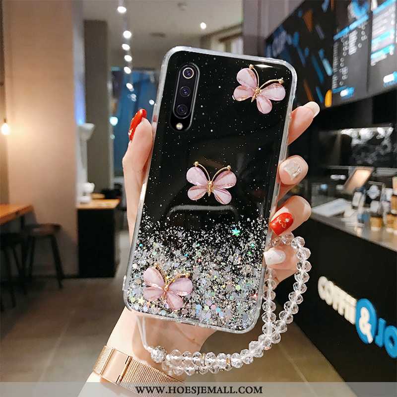 Hoesje Xiaomi Mi A3 Doorzichtig Persoonlijk Roze Blauw Vlinder Siliconen Blauwe