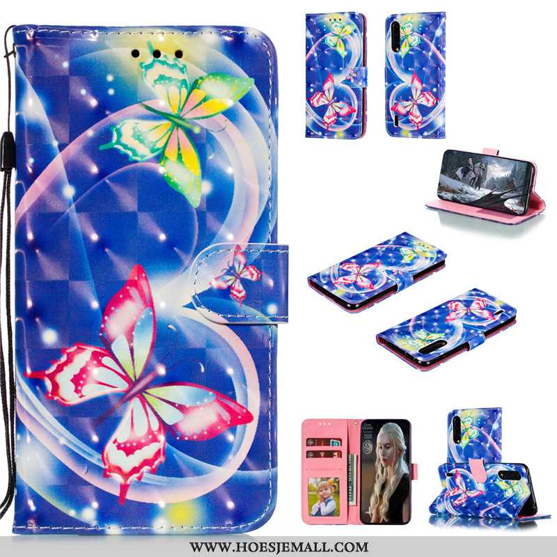 Hoesje Xiaomi Mi A3 Bescherming Leren Hoes Folio All Inclusive Anti-fall Blauwe