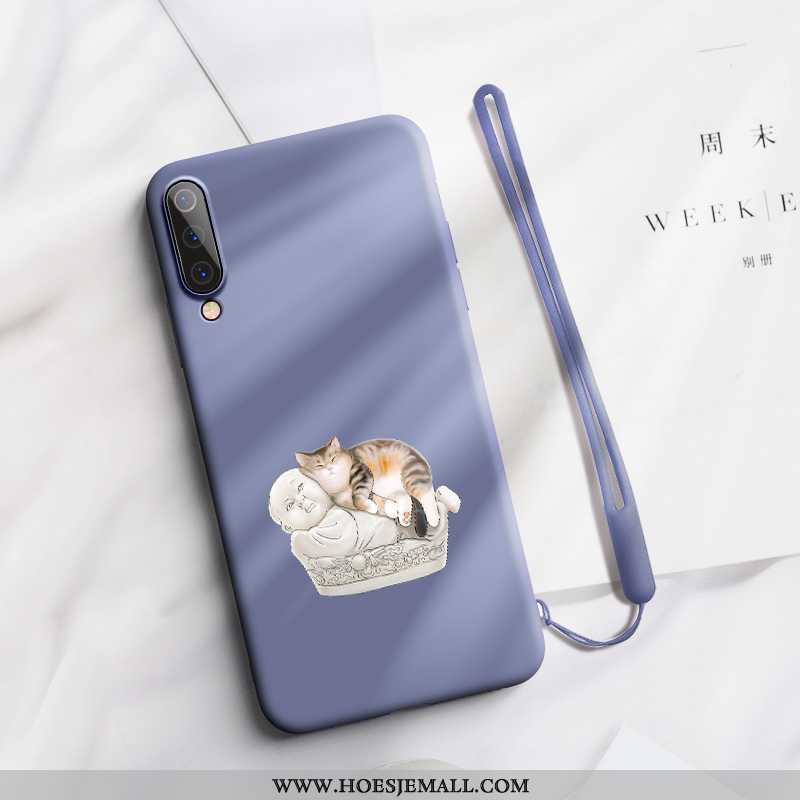 Hoes Xiaomi Mi A3 Siliconen Bescherming Donkerblauw Kat Mobiele Telefoon Eenvoudige Anti-fall Donker